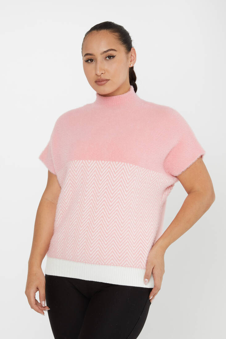 Women's Angora Sweater American Pink - 30187 | KAZEE