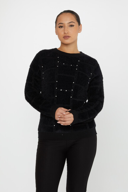 Women's Angora Sweater Beaded Detail Black - 30209 | KAZEE - Thumbnail