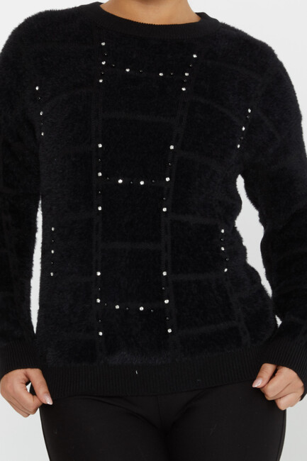 Women's Angora Sweater Beaded Detail Black - 30209 | KAZEE - Thumbnail