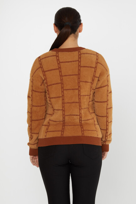 Women's Angora Sweater Beaded Detail Brown - 30209 | KAZEE - Thumbnail