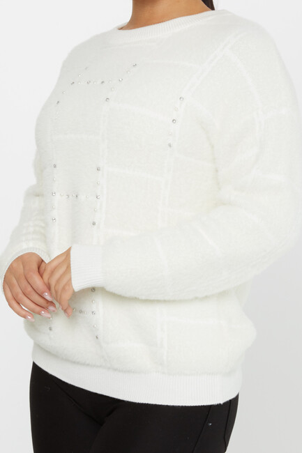 Women's Angora Sweater Beaded Detail Ecru - 30209 | KAZEE - Thumbnail