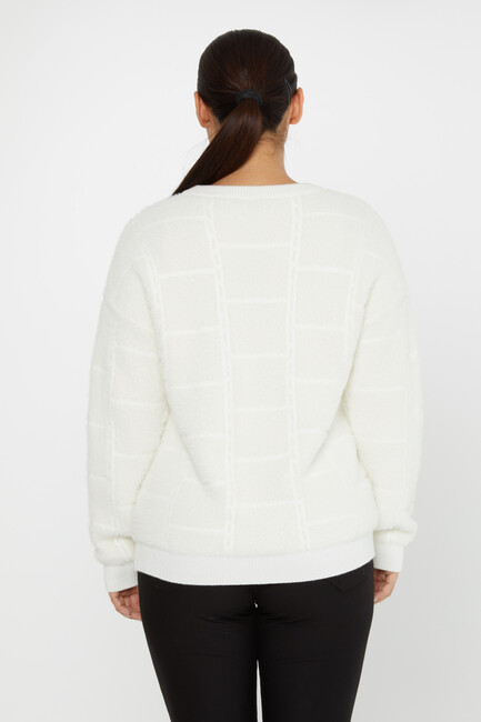 Women's Angora Sweater Beaded Detail Ecru - 30209 | KAZEE - Thumbnail