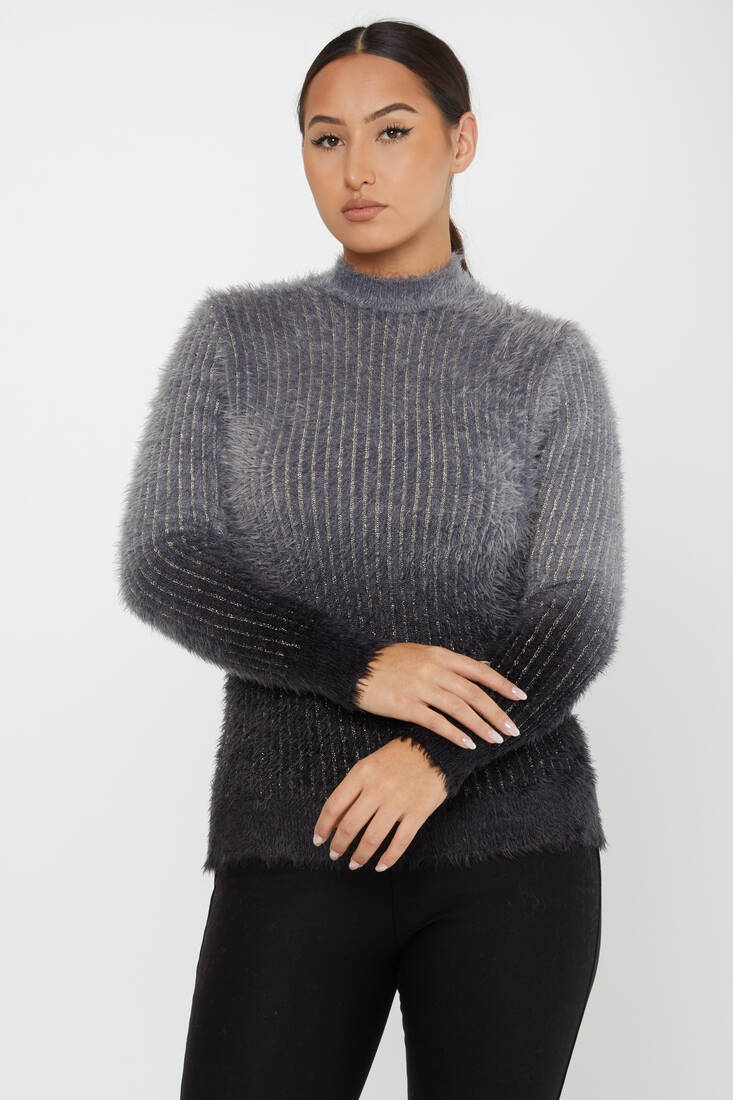 Women's Angora Sweater Color Transitional Black - 30796 | KAZEE