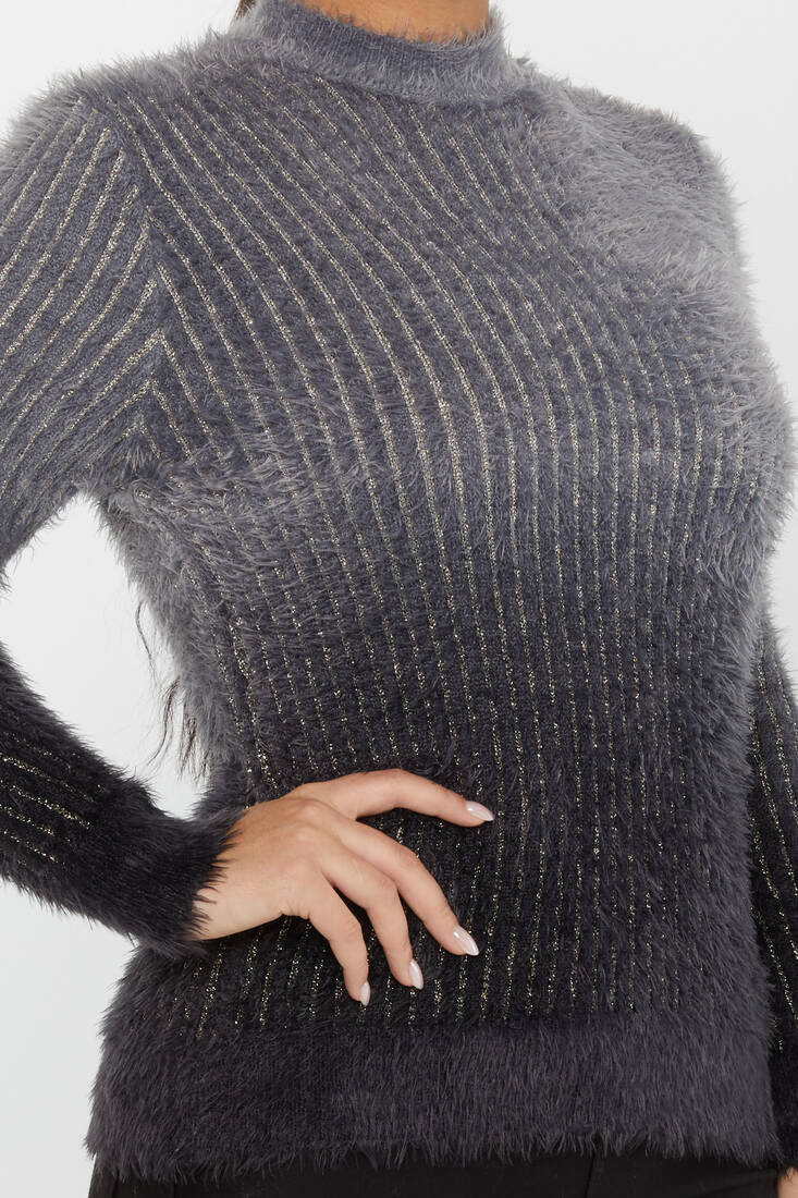 Women's Angora Sweater Color Transitional Black - 30796 | KAZEE