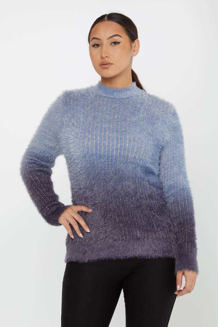 Women's Angora Sweater Color Transition Blue - 30796 | KAZEE