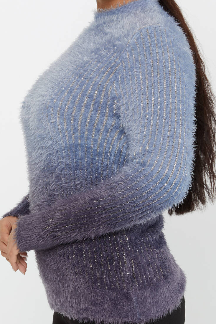 Women's Angora Sweater Color Transition Blue - 30796 | KAZEE