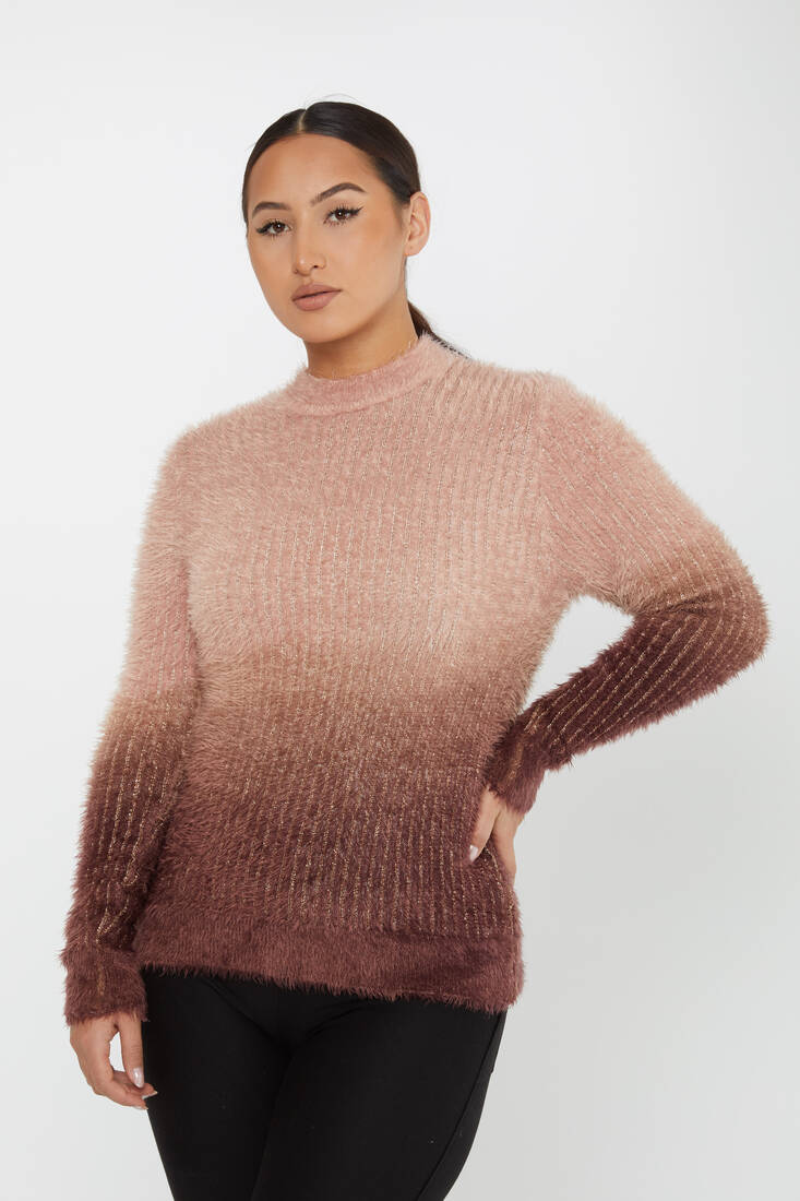 Women's Angora Sweater Color Transition Brown - 30796 | KAZEE