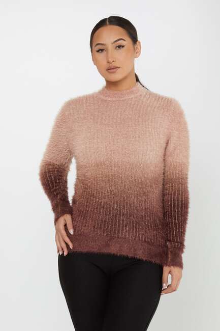 Women's Angora Sweater Color Transition Brown - 30796 | KAZEE - Thumbnail