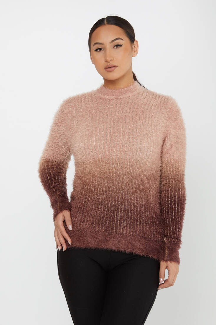 Women's Angora Sweater Color Transition Brown - 30796 | KAZEE