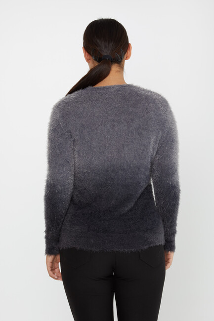 Women's Angora Sweater Color Transitional Crew Neck Black - 31013 | KAZEE - Thumbnail