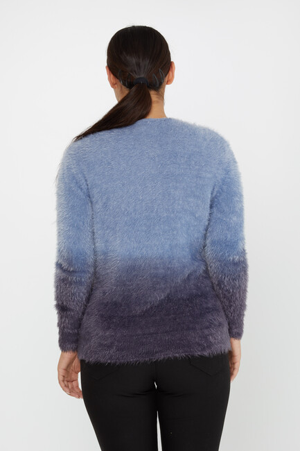 Women's Angora Sweater Color Transitional Crew Neck Blue - 31013 | KAZEE - Thumbnail