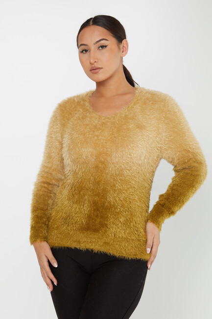 Women's Angora Sweater Color Transitional Crew Neck Saffron - 31013 | KAZEE - Thumbnail