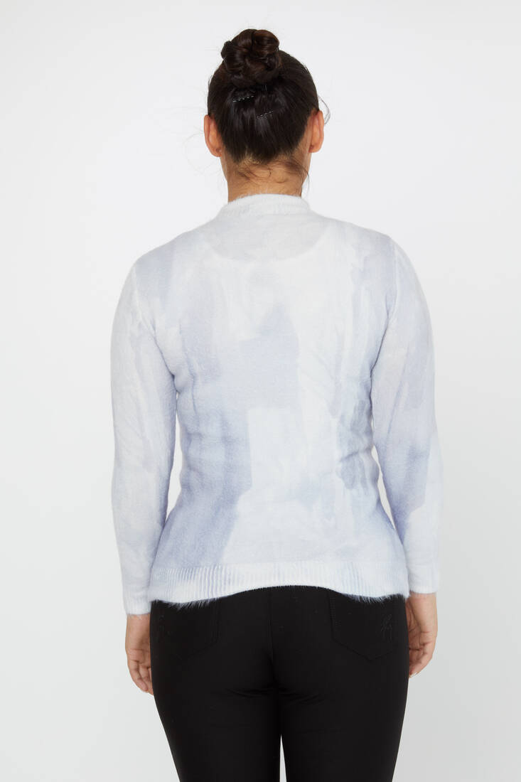 Women's Angora Sweater Digital Printed Light Blue - 50008| KAZEE