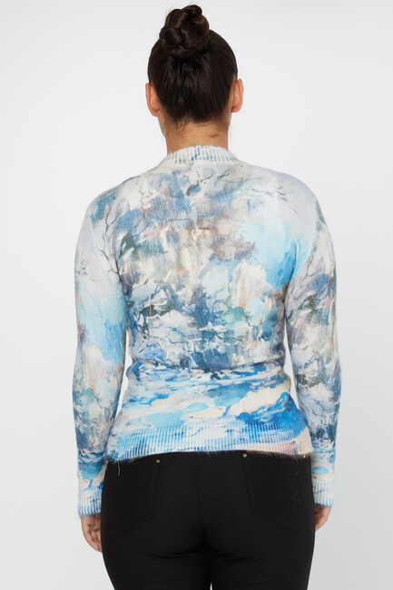 Women's Angora Sweater Digital Printed Light Blue - 50017| KAZEE - Thumbnail