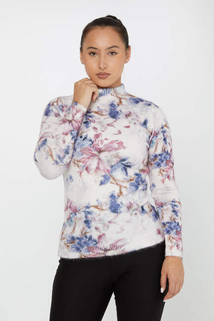 Women's Angora Sweater Floral Digital Printed Pink - 50004 | KAZEE - Thumbnail