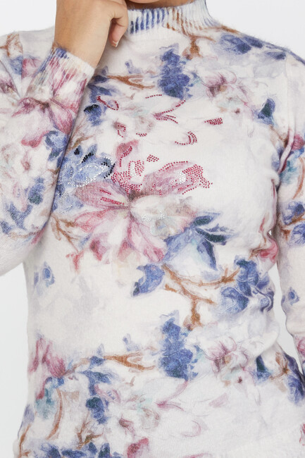 Women's Angora Sweater Floral Digital Printed Pink - 50004 | KAZEE - Thumbnail