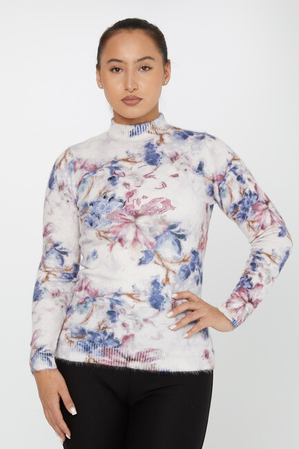 Women's Angora Sweater Floral Digital Printed Pink - 50004 | KAZEE - Thumbnail