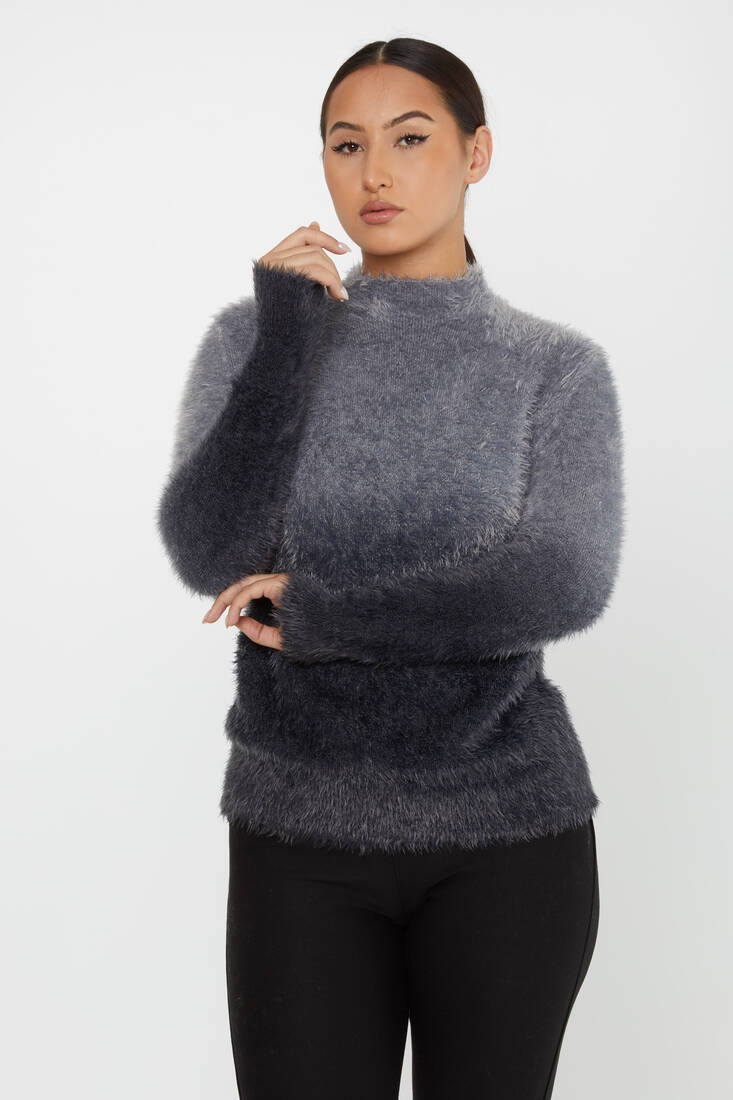 Women's Angora Knitwear Long Sleeve Black - 31015 | KAZEE