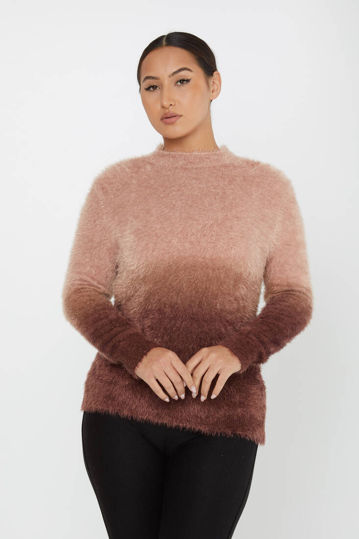 Women's Angora Sweater Long Sleeve Coffee - 31015 | KAZEE