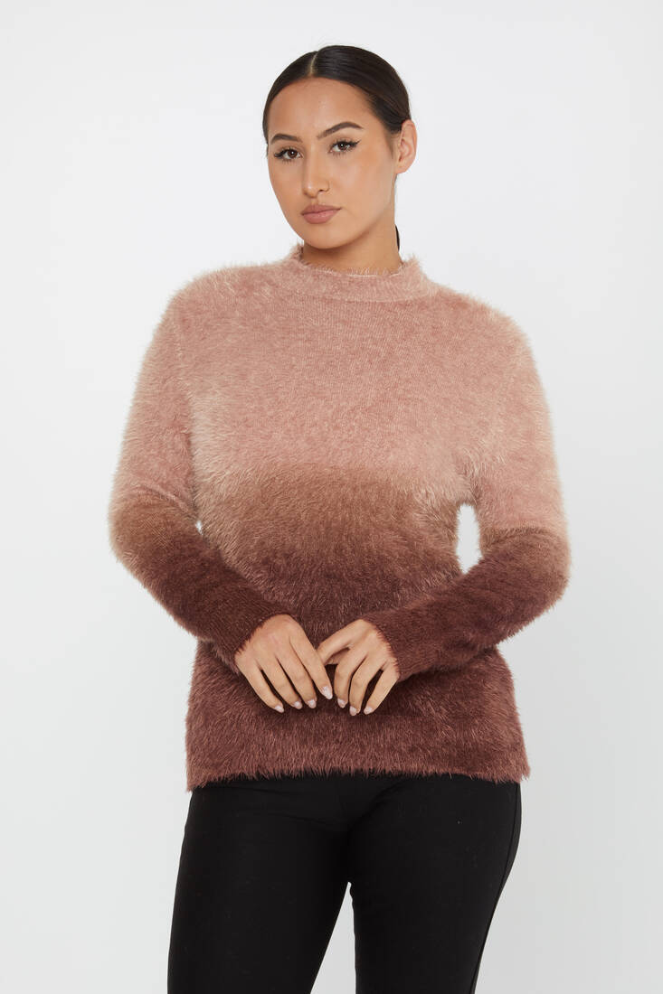 Women's Angora Sweater Long Sleeve Coffee - 31015 | KAZEE