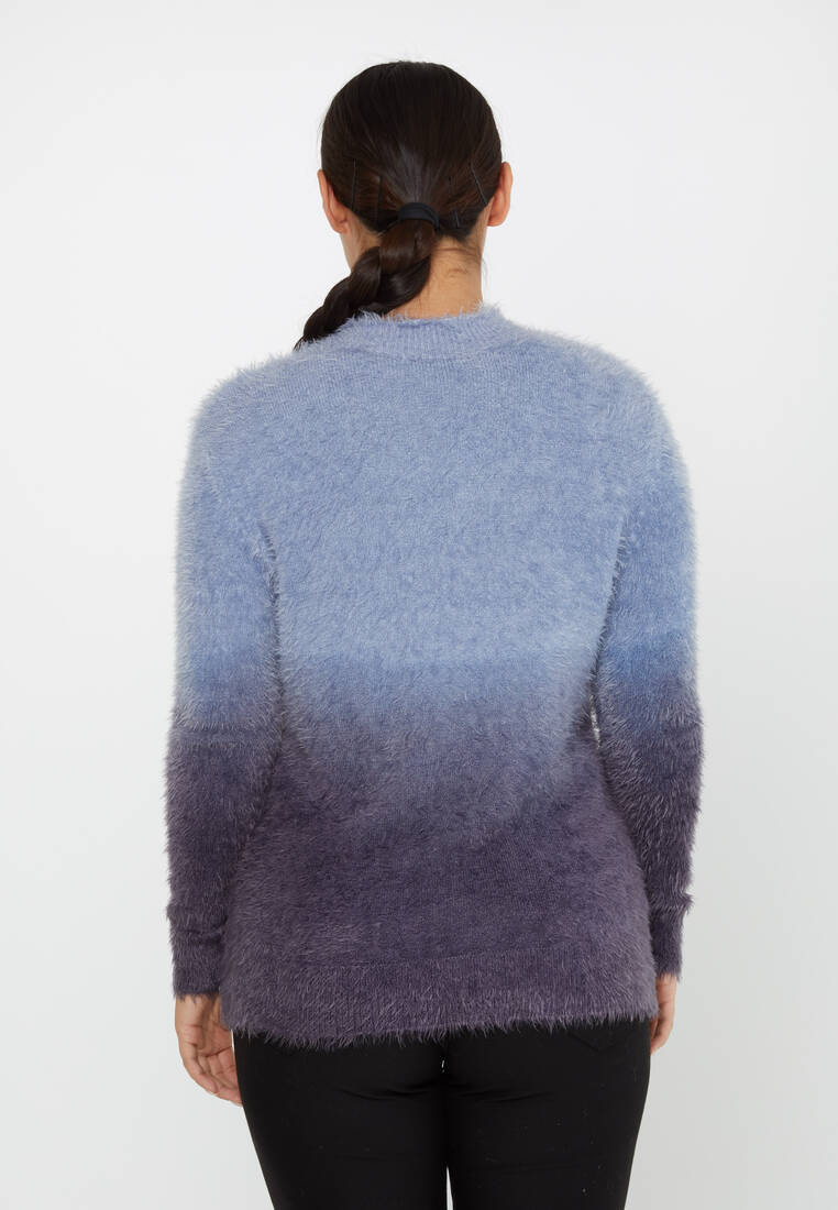 Women's Angora Sweater Long Sleeve Blue - 31015 | KAZEE