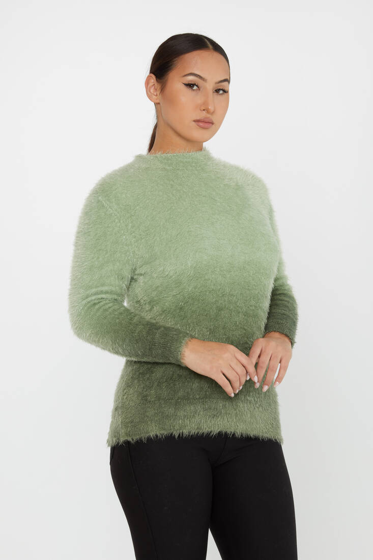 Women's Angora Sweater Long Sleeve Khaki - 31015 | KAZEE