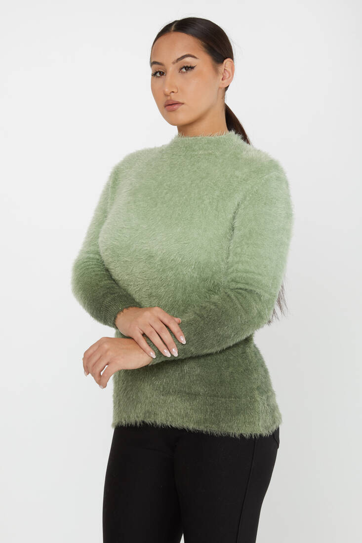 Women's Angora Sweater Long Sleeve Khaki - 31015 | KAZEE