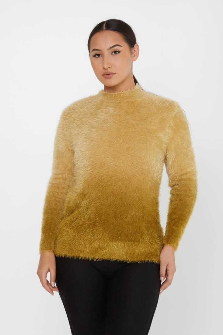 Women's Angora Sweater Long Sleeve Saffron - 31015 | KAZEE