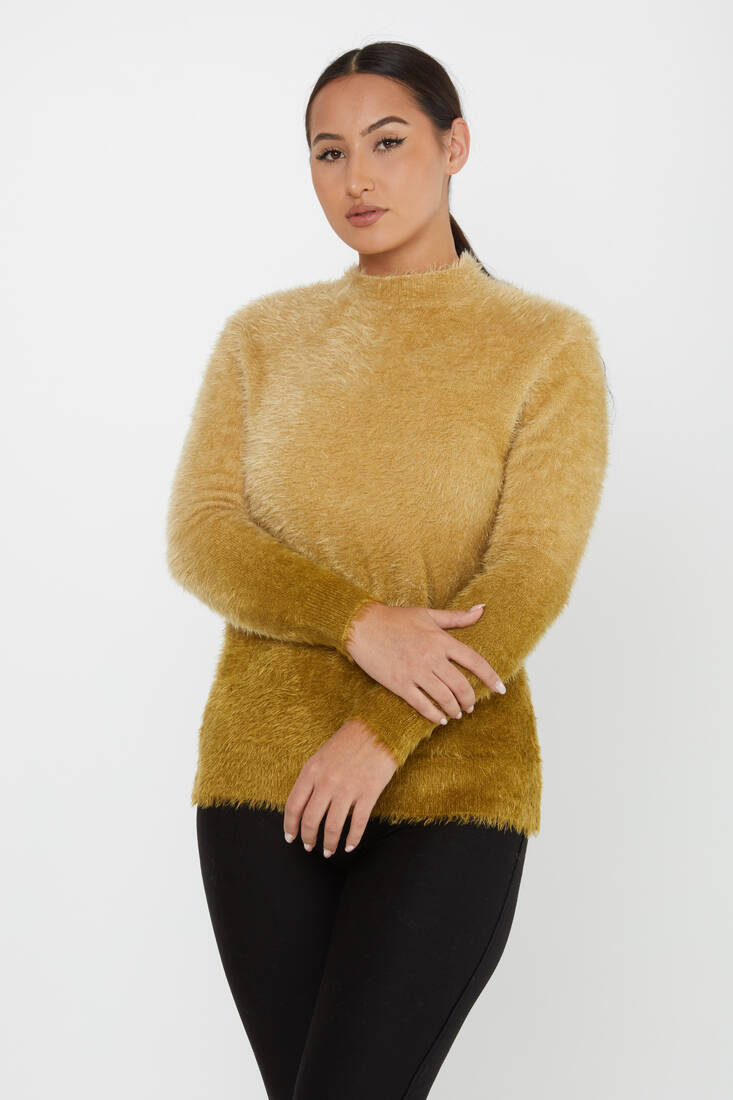 Women's Angora Sweater Long Sleeve Saffron - 31015 | KAZEE