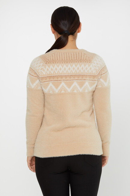 Women's Angora Knitwear Patterned Beige - 30682 | KAZEE - Thumbnail