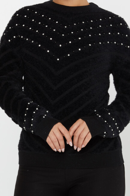 Women's Angora Sweater Patterned Black - 30189 | KAZEE - Thumbnail