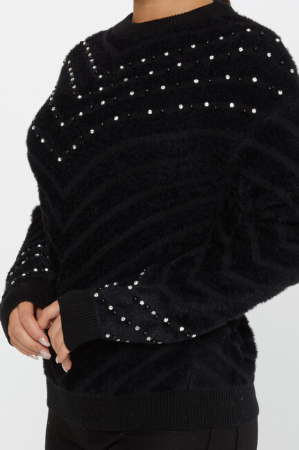 Women's Angora Sweater Patterned Black - 30189 | KAZEE - Thumbnail