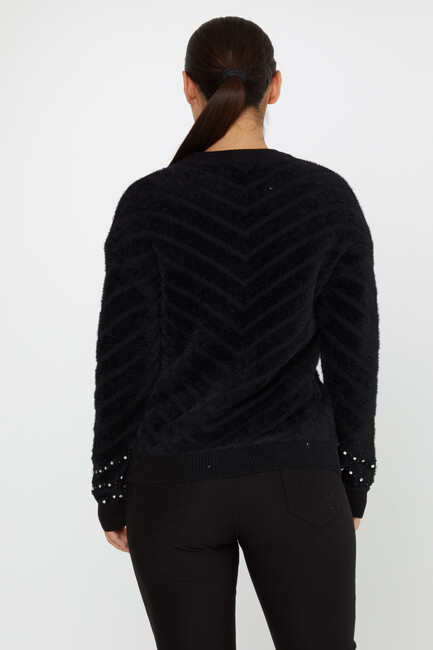 Women's Angora Sweater Patterned Black - 30189 | KAZEE - Thumbnail