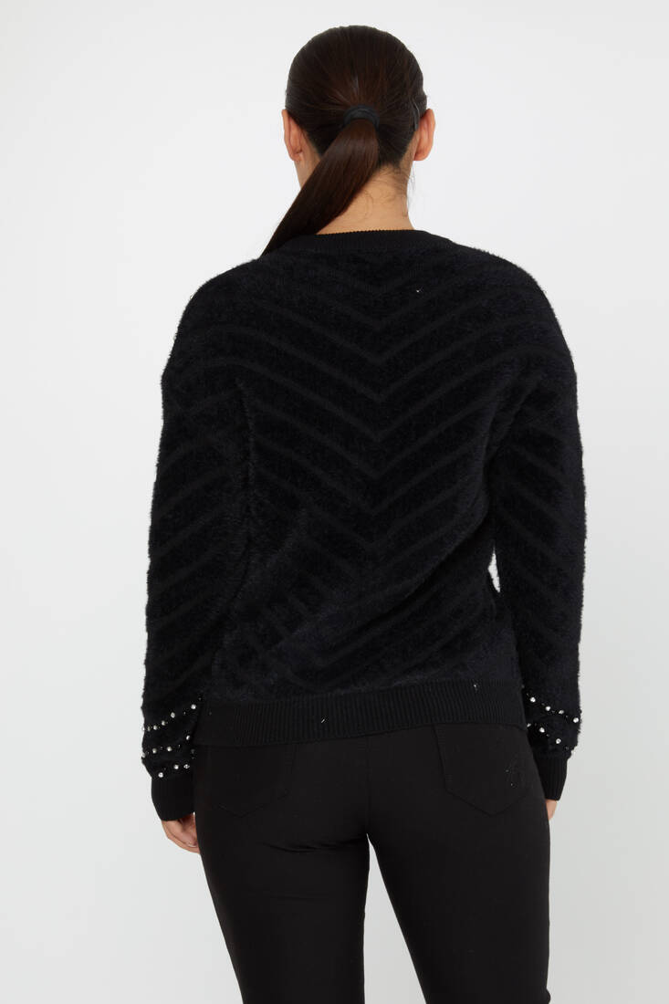 Women's Angora Sweater Patterned Black - 30189 | KAZEE