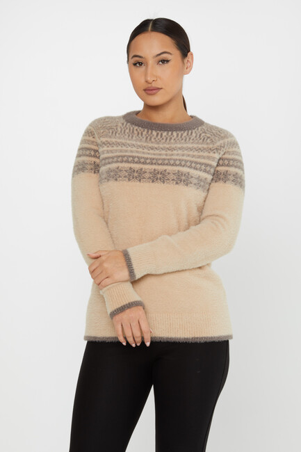 Women's Angora Knitwear Patterned Mink - 30682 | KAZEE - Thumbnail