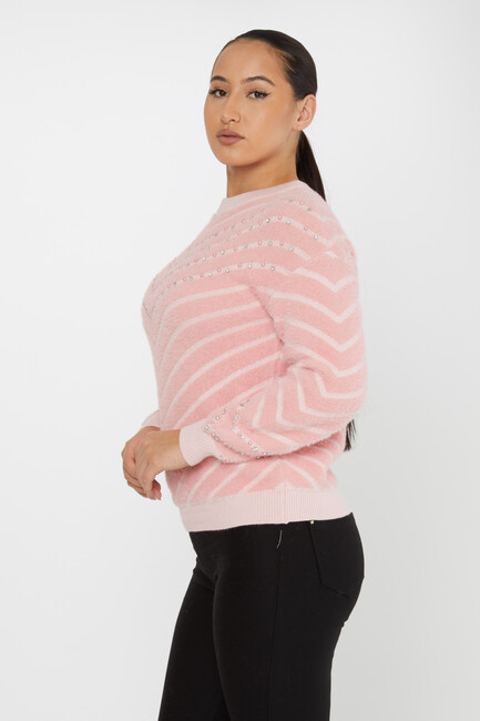 Women's Angora Knitwear Patterned Powder - 30189 | KAZEE - Thumbnail