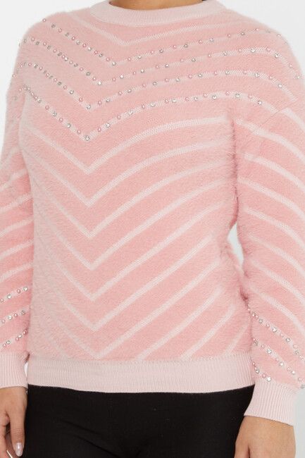 Women's Angora Knitwear Patterned Powder - 30189 | KAZEE - Thumbnail