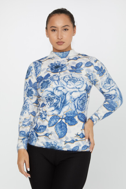 Women's Angora Sweater Stone Digital Printed Blue - 50006 | KAZEE - Thumbnail