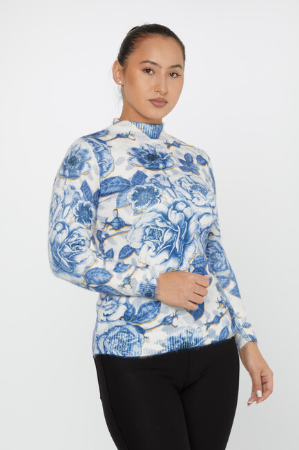 Women's Angora Sweater Stone Digital Printed Blue - 50006 | KAZEE - Thumbnail