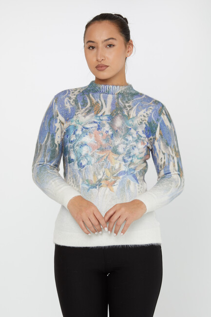 Women's Angora Sweater Stone Digital Printed Blue - 50009 | KAZEE - Thumbnail