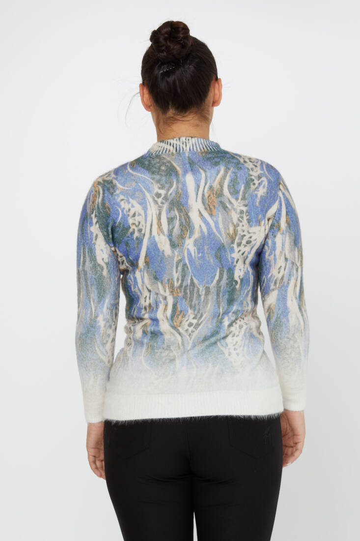 Women's Angora Sweater Stone Digital Printed Blue - 50009 | KAZEE