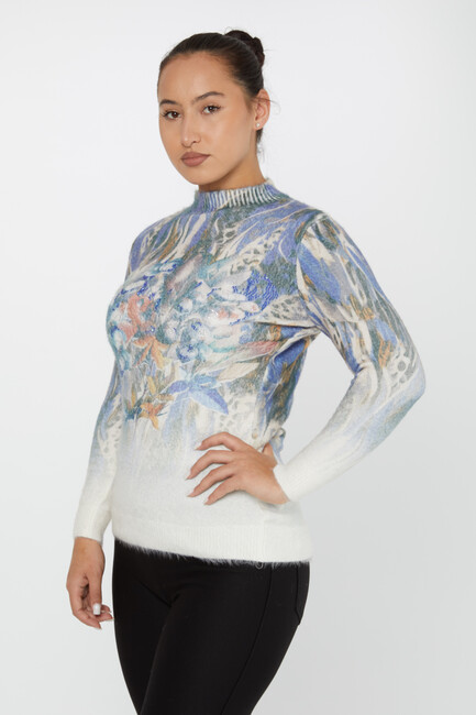 Women's Angora Sweater Stone Digital Printed Blue - 50009 | KAZEE - Thumbnail