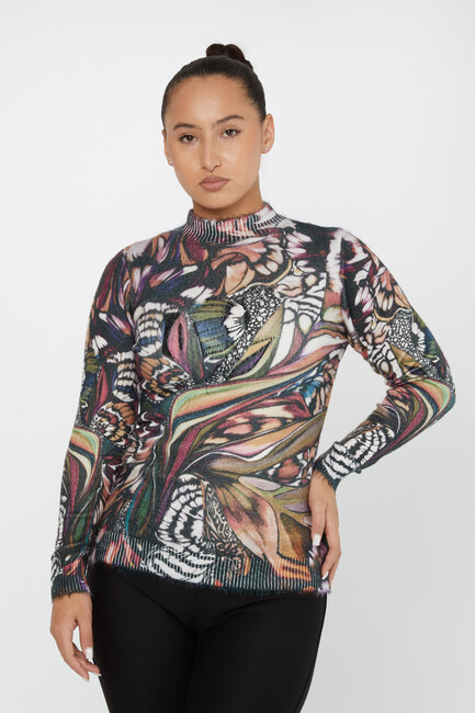 Women's Angora Knitwear Stone Digital Printed Pattern - 50013 | KAZEE - Thumbnail