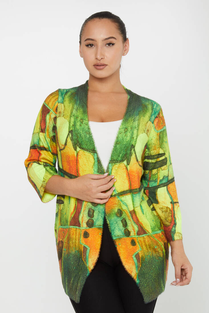 Women's Angora Cardigan Patterned - 30346 | KAZEE