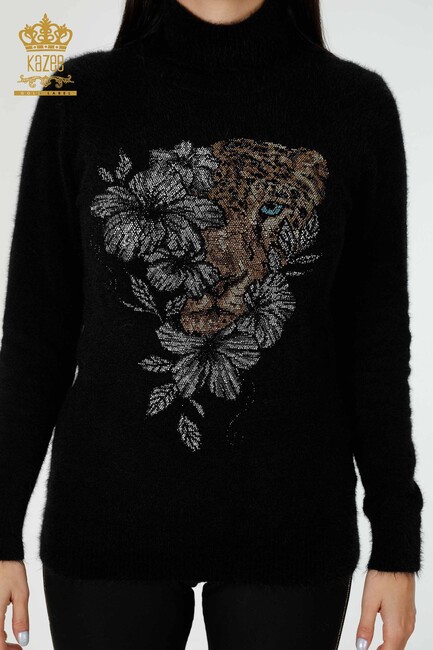 Women's Angora Sweater Tiger Pattern Black - 16993 | KAZEE - Thumbnail