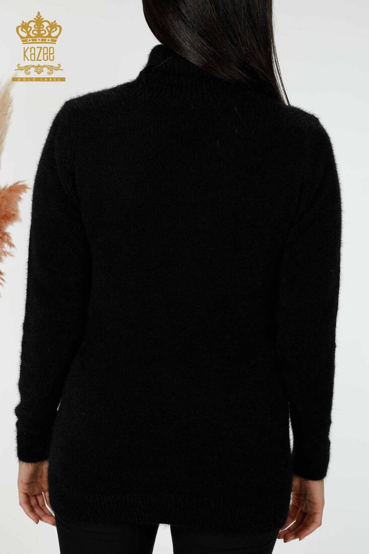 Women's Angora Sweater Tiger Pattern Black - 16993 | KAZEE