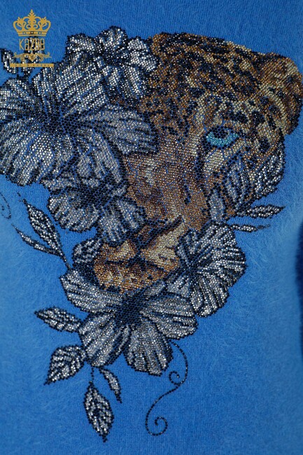 Women's Angora Sweater Tiger Pattern Blue - 16993 | KAZEE - Thumbnail