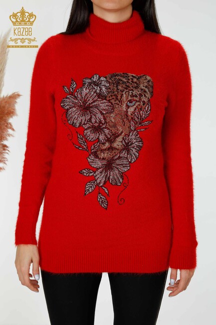 Women's Angora Sweater Tiger Pattern Red - 16993 | KAZEE - Thumbnail