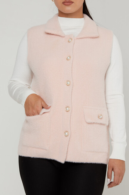 Women's Angora Vest Pearl Button Powder - 30999 | KAZEE - Thumbnail