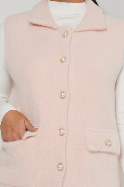 Women's Angora Vest Pearl Button Powder - 30999 | KAZEE - Thumbnail